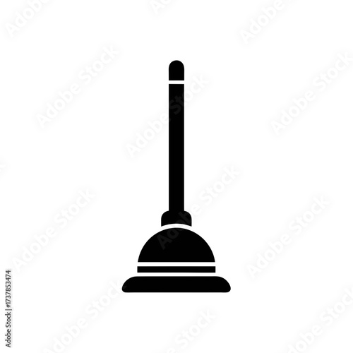 Illustration of a black rubber plunger tool on transparent background silhouette