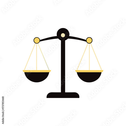 Illustration of balanced scales of justice on transparent background silhouette