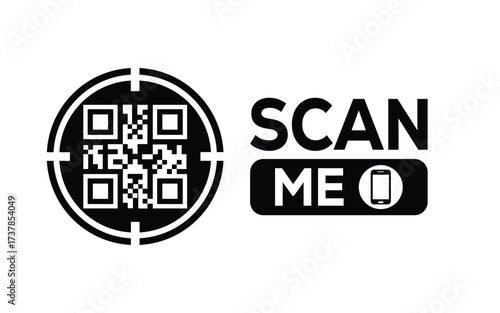QR code scan icon set. Scan me frame. QR code scan for smartphone. QR code for mobile app, payment and identification. Vector illustration.