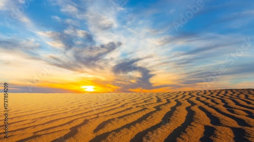  sandy desert dune at the sunset time lapse scene