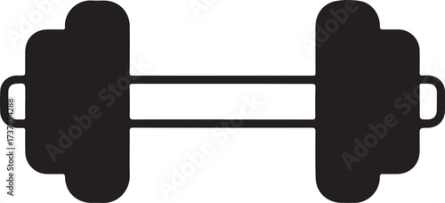 Simple black silhouette of a dumbbell for fitness and exercise