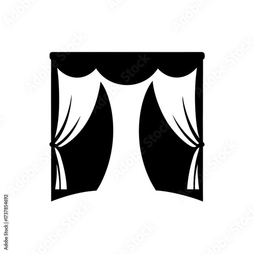 Illustration of elegant curtains design art on transparent background silhouette