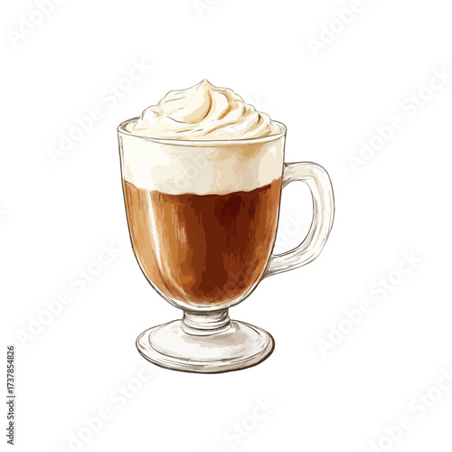 irish coffee hand drawn illustration
