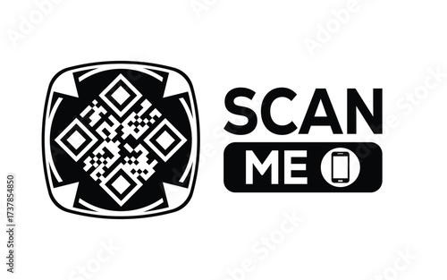 QR code scan icon set. Scan me frame. QR code scan for smartphone. QR code for mobile app, payment and identification. Vector illustration.