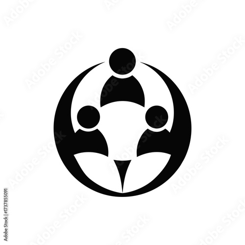 Abstract group of people in a circle form on transparent background silhouette