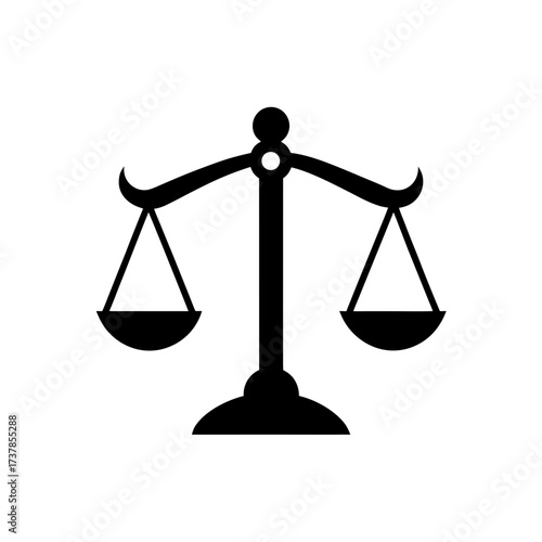 Illustration of a balance scale in black on transparent background silhouette