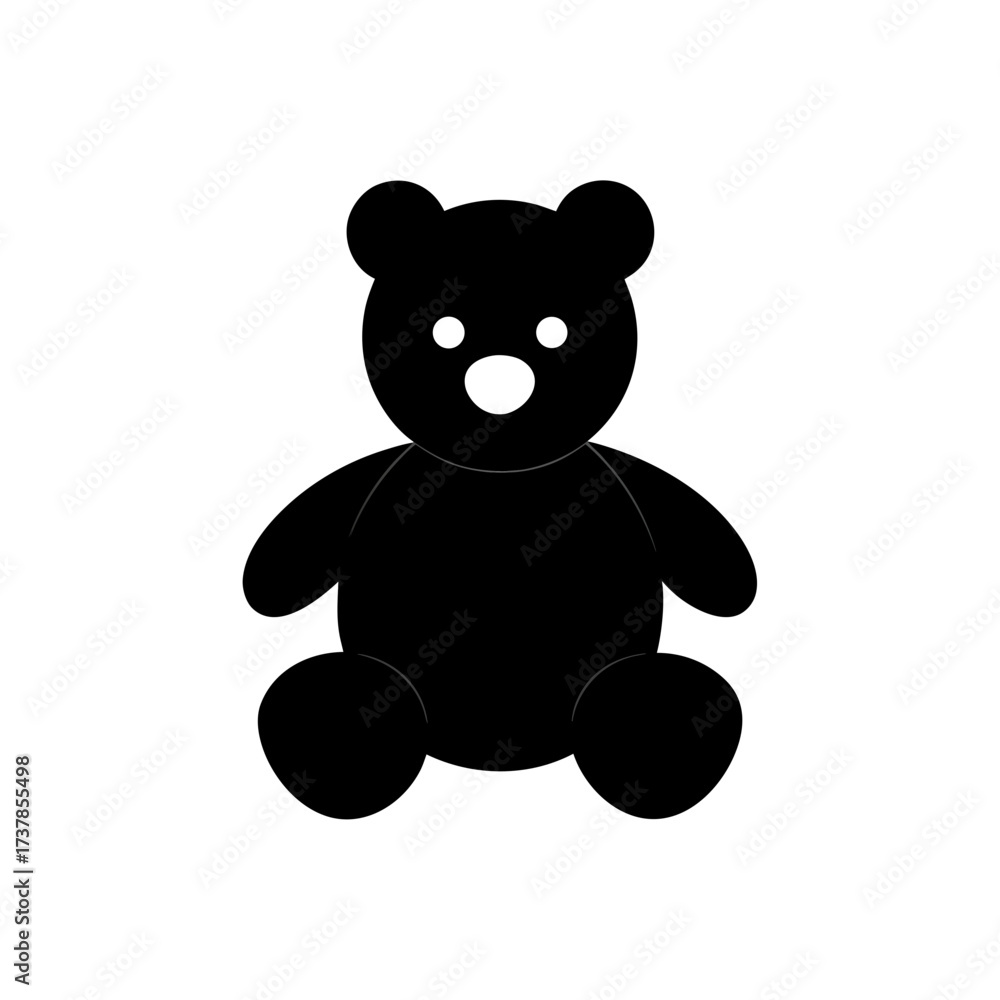 Obraz premium Illustration of a simple black teddy bear on transparent background silhouette