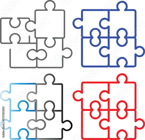 Interlocking puzzle pieces representing solutions and teamwork