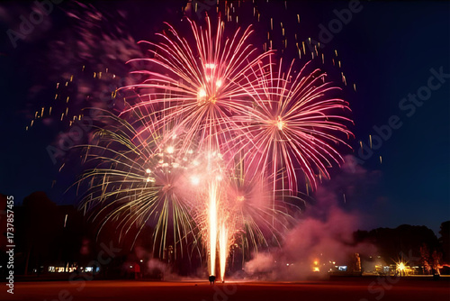 Colorful Diwali Fireworks Celebration Background – Festive Lights, Sparkles, and Night Sky for Festival of Lights