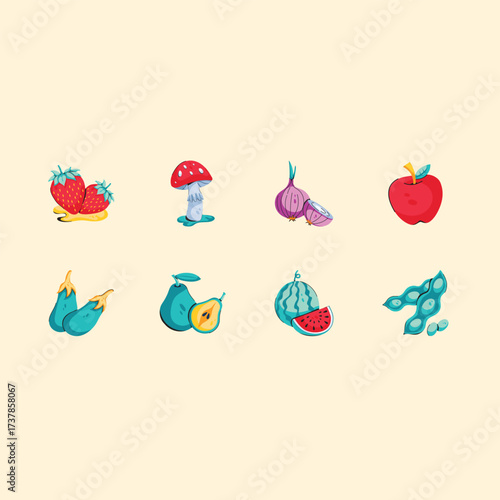 Fresh Produce Decorative Food Sketch Collection
