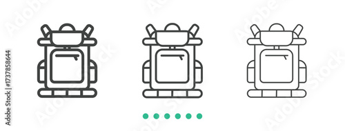 Backpack icon. Thin line icon vector