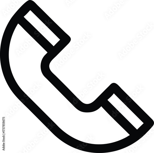 Minimalist Black Telephone Handset Icon Isolated on White Background