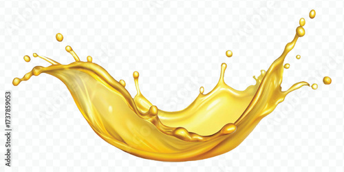 realistic fresh smooth liquid oil splash in mid air cut out and curve style isolated on transparent background