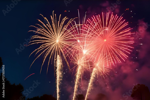 Colorful Diwali Fireworks Celebration Background – Festive Lights, Sparkles, and Night Sky for Festival of Lights