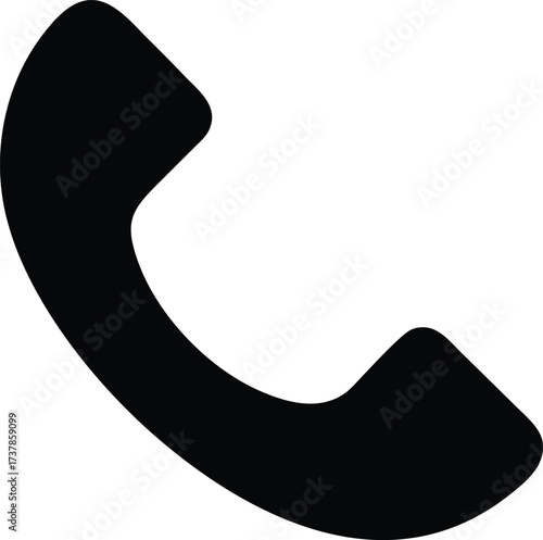 Simple Black Telephone Receiver Icon on a Clean White Background