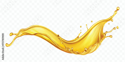 realistic fresh smooth liquid oil splash in mid air cut out and curve style isolated on transparent background