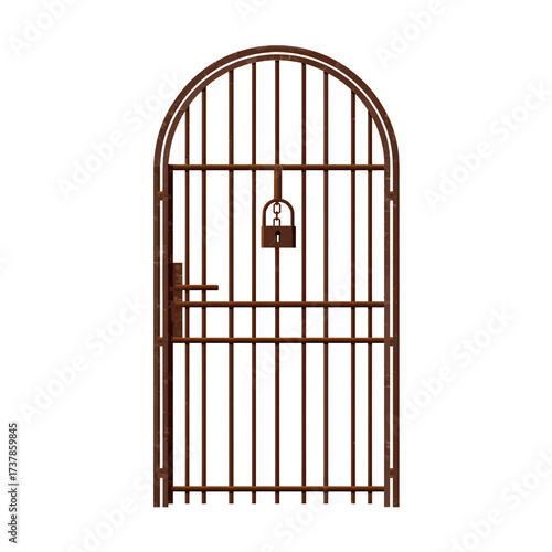 Minimal Flat Vector Rusted Metal Gate, Transparent Background