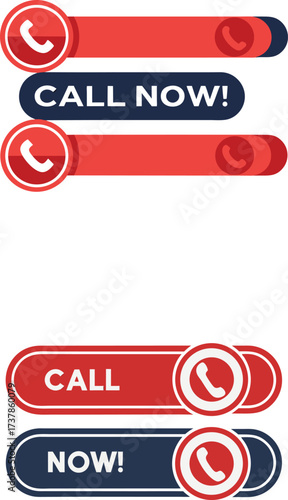 Red blue call now button designs vector