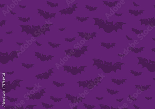 halloween bats on purple background. Hand drawn vector pattern artwork for backgrounds textile fabric design