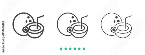 Coconut water icon. Thin line icon vector