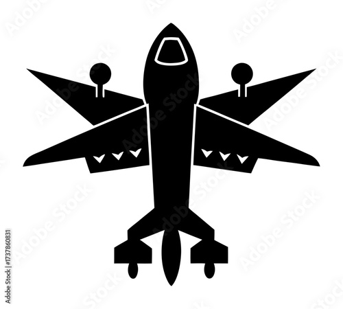 Vector art of stylized silhouette of a futuristic jet fighter from above