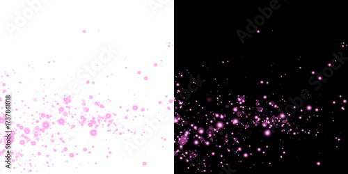 Sparkling, pink, bokeh, glitter, and stardust create an elegant glow. This PNG file features sparkling dust with transparency and overlay.