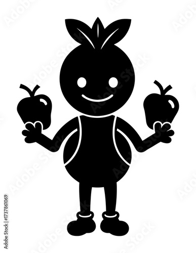 Vector art of cute cartoon character with apples