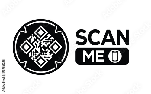 QR code scan icon set. Scan me frame. QR code scan for smartphone. QR code for mobile app, payment and identification. Vector illustration.