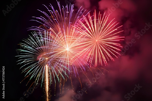 Colorful Diwali Fireworks Celebration Background – Festive Lights, Sparkles, and Night Sky for Festival of Lights