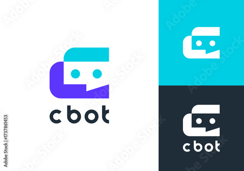 simple chat bot technology communication logo vector design	