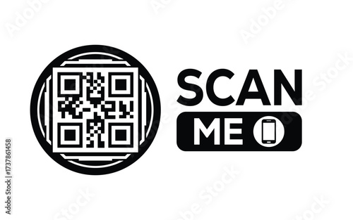 QR code scan icon set. Scan me frame. QR code scan for smartphone. QR code for mobile app, payment and identification. Vector illustration.