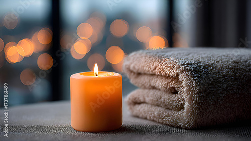 candles and towels on the table