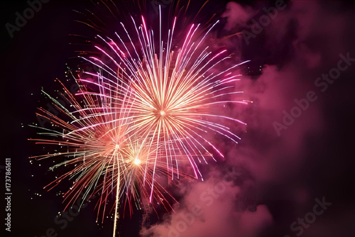 Colorful Diwali Fireworks Celebration Background – Festive Lights, Sparkles, and Night Sky for Festival of Lights