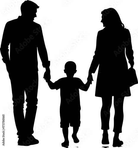 Father and Daughter Holding Hands Walking Silhouette