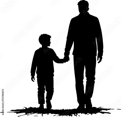 Father and Daughter Holding Hands Walking Silhouette