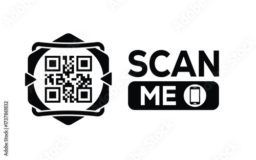 QR code scan icon set. Scan me frame. QR code scan for smartphone. QR code for mobile app, payment and identification. Vector illustration.