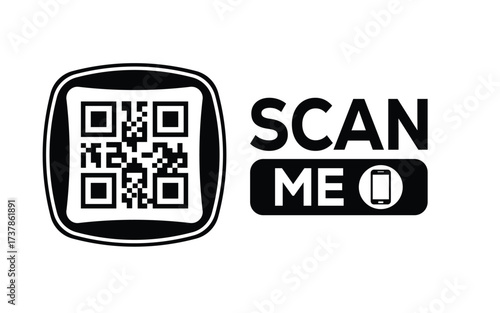 QR code scan icon set. Scan me frame. QR code scan for smartphone. QR code for mobile app, payment and identification. Vector illustration.