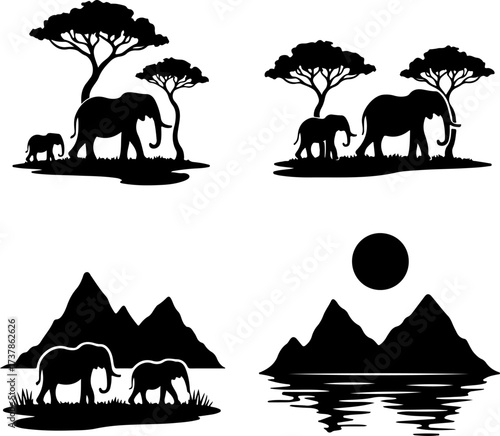 African Sunset Silhouette Bundle
