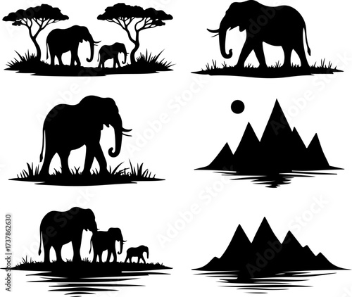 African Sunset Silhouette Bundle
