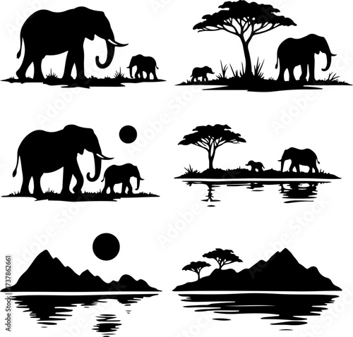 African Sunset Silhouette Bundle