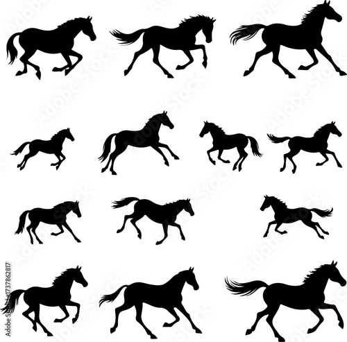 Dynamic Galloping Horse Silhouettes Bundle