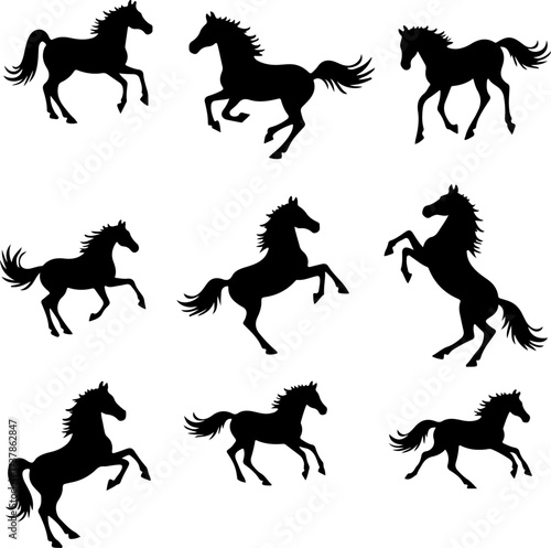 Dynamic Galloping Horse Silhouettes Bundle