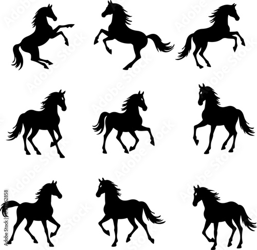 Dynamic Galloping Horse Silhouettes Bundle