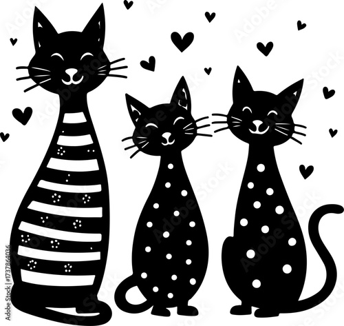 Happy Black and White Herding Dog Set