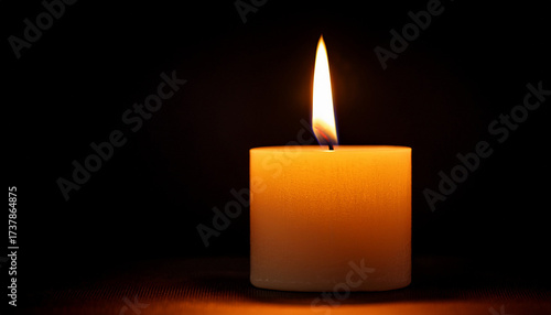A Single Candle Flickering In The Darkness Casting A Warm Glow
