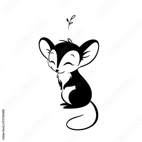 Sugar Glider. Sugar Glider simple black and white line art vector logo