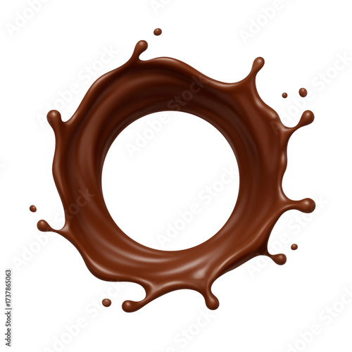 Chocolate circle splash isolated on white background. Vector illustration