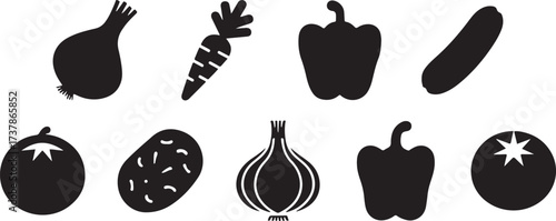 Vegetable Vector Icons, Fresh Food Illustration, Organic Farm Design, Healthy Diet Concept, Kitchen Ingredient Clipart, Market Vegetable Symbol, Vegan Food Vector, Natural Product Art, Farm Fresh Icon