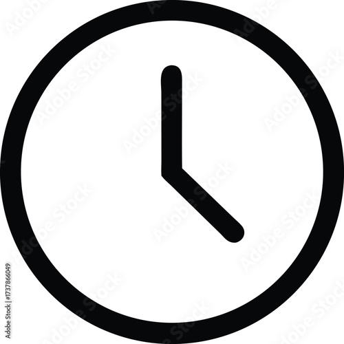 Isolated minimalistic clock icon illustration on white background showing 4:00.