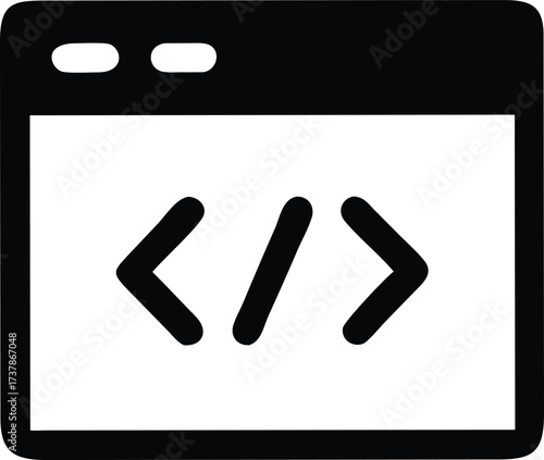 Coding Icon in Browser Window for Web Development Concepts